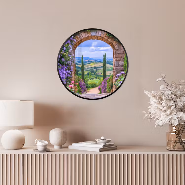 Doorkijk - Toscane - Landschap - Poort Fotolijst rond zonder passe partout klein -sfeer3