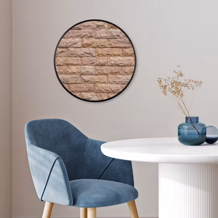 Muur - Steen - Ruw - Textuur - Beige Fotolijst rond zonder passe partout klein -sfeer2