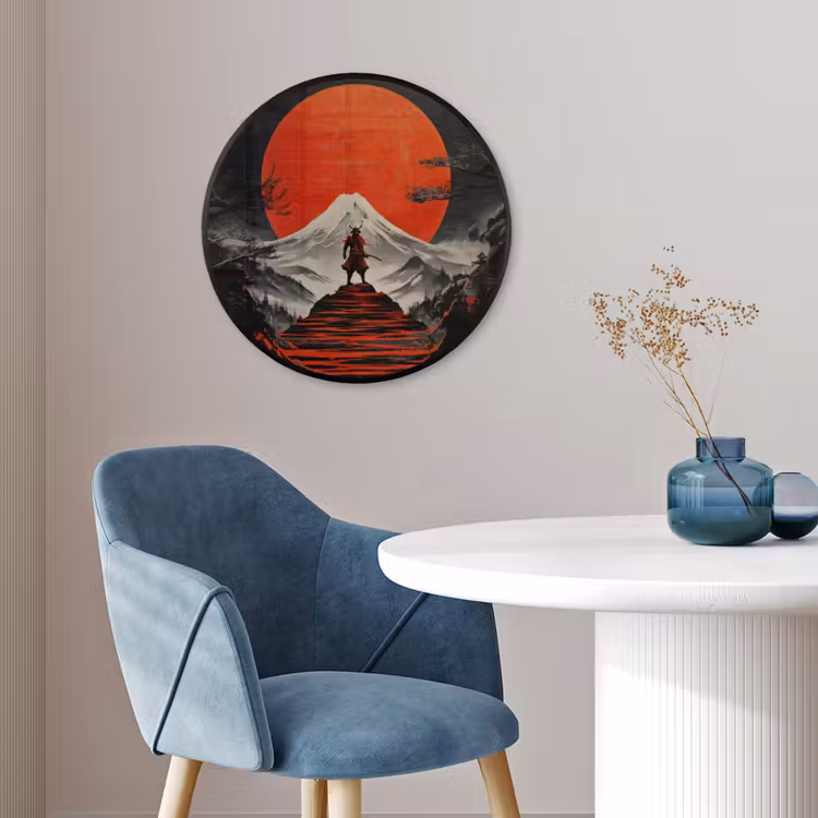 Krijger - Rode trappen - Zon - Berg Fotolijst rond zonder passe partout klein -sfeer2