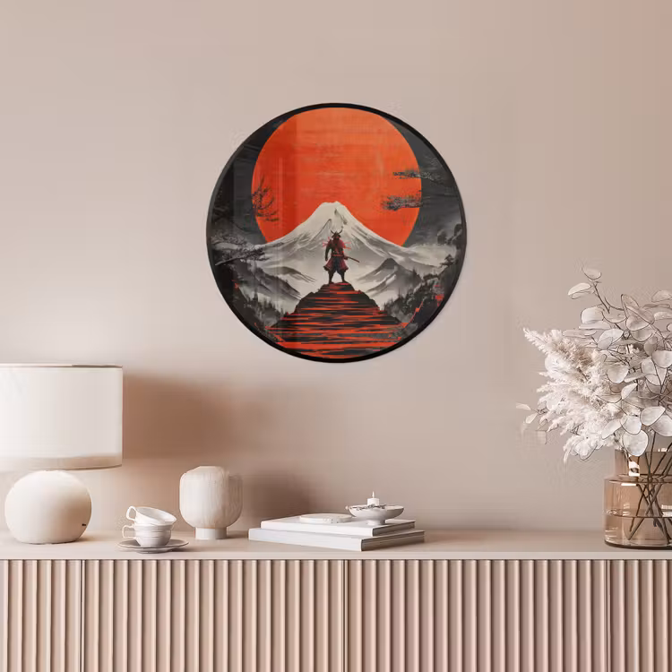 Krijger - Rode trappen - Zon - Berg Fotolijst rond zonder passe partout klein -sfeer3