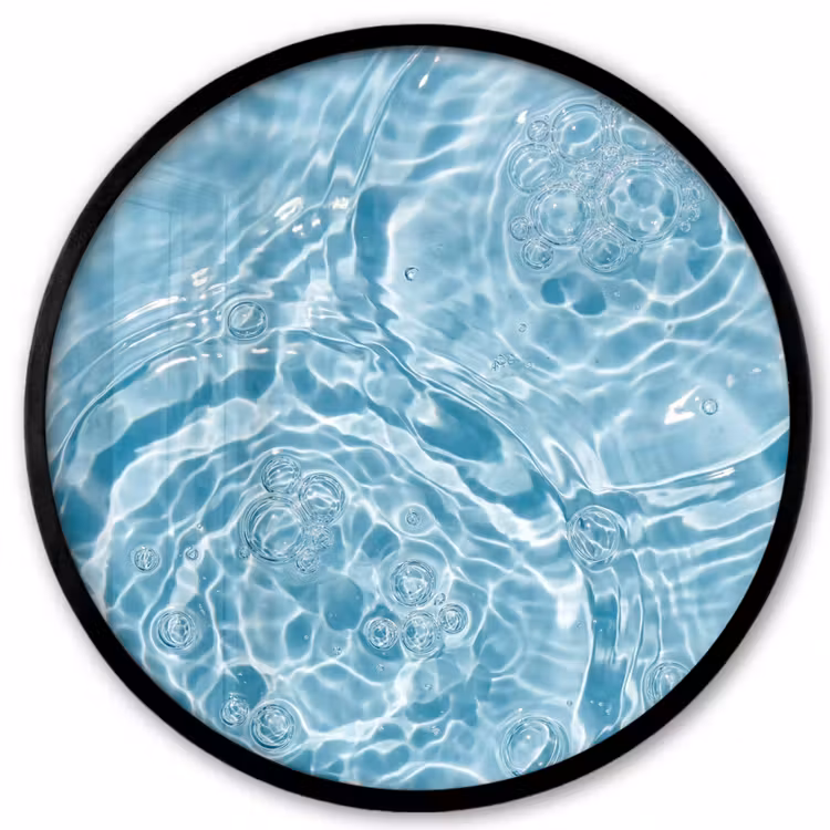 Water - Blauw - bubbels Fotolijst rond zonder passe partout klein -3d
