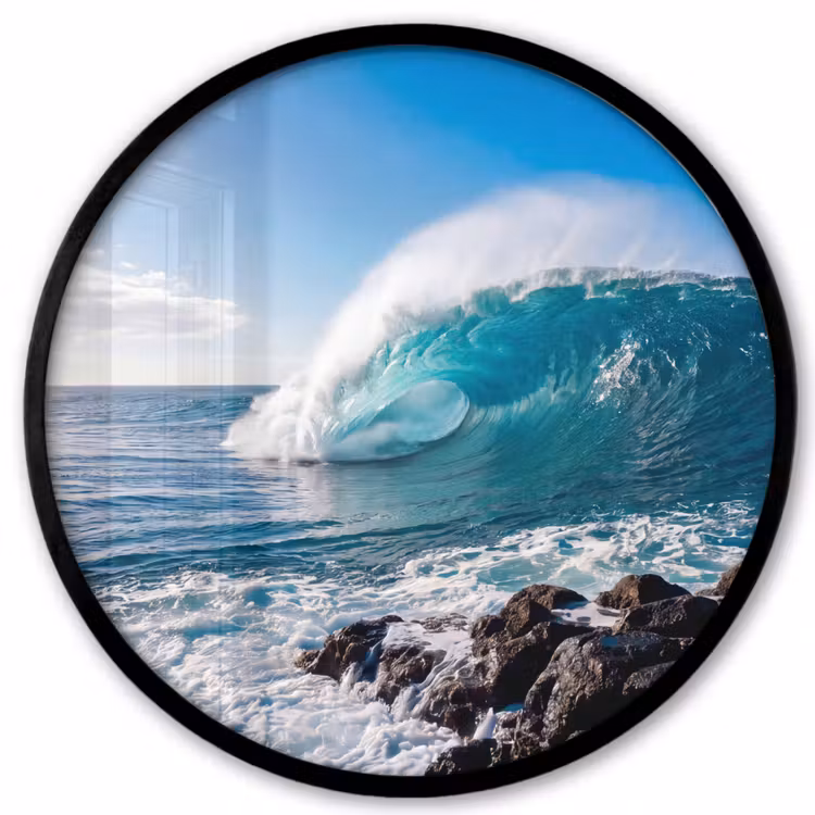 Golf - Oceaan - Brekend - Water - Blauw Fotolijst rond zonder passe partout klein -3d