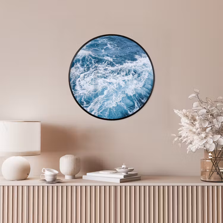 Golven - Oceaan - Blauw Fotolijst rond zonder passe partout klein -sfeer3