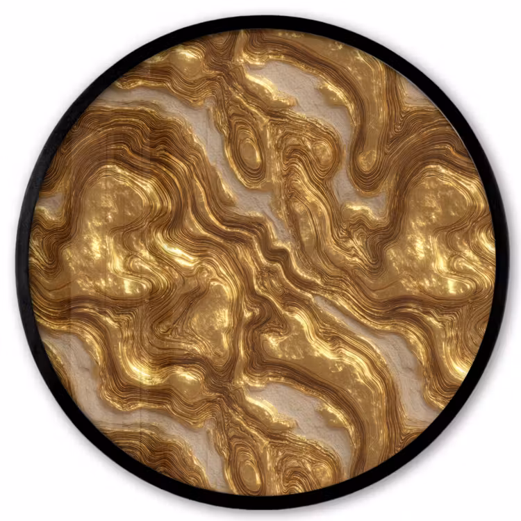 Golven - Organisch - Goud - Crème Fotolijst rond zonder passe partout klein 856 -3d