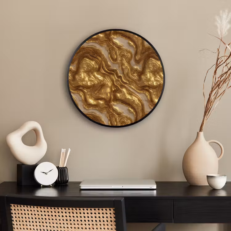 Golven - Organisch - Goud - Crème Fotolijst rond zonder passe partout klein 856 -sfeer1