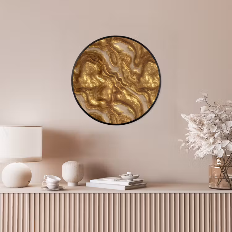 Golven - Organisch - Goud - Crème Fotolijst rond zonder passe partout klein 856 -sfeer3