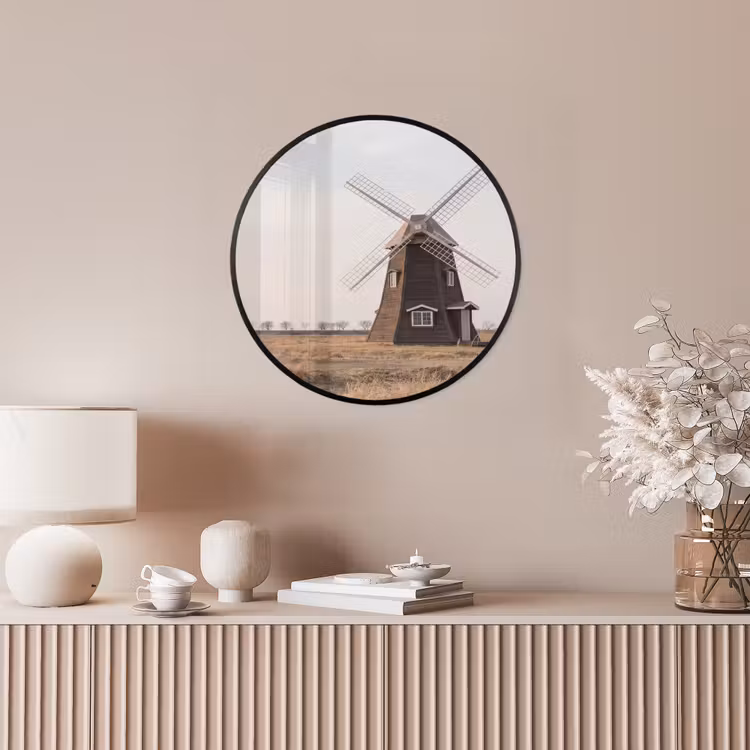Windmolens - Landschap - Veld Fotolijst rond zonder passe partout klein -sfeer3