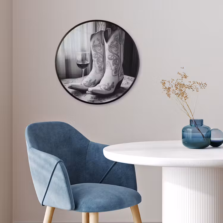 Wijn - Cowboylaarzen - Raamlicht - Wit Fotolijst rond zonder passe partout klein -sfeer2