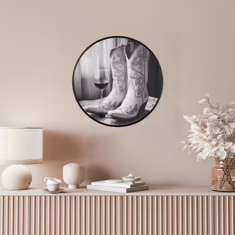 Wijn - Cowboylaarzen - Raamlicht - Wit Fotolijst rond zonder passe partout klein -sfeer3