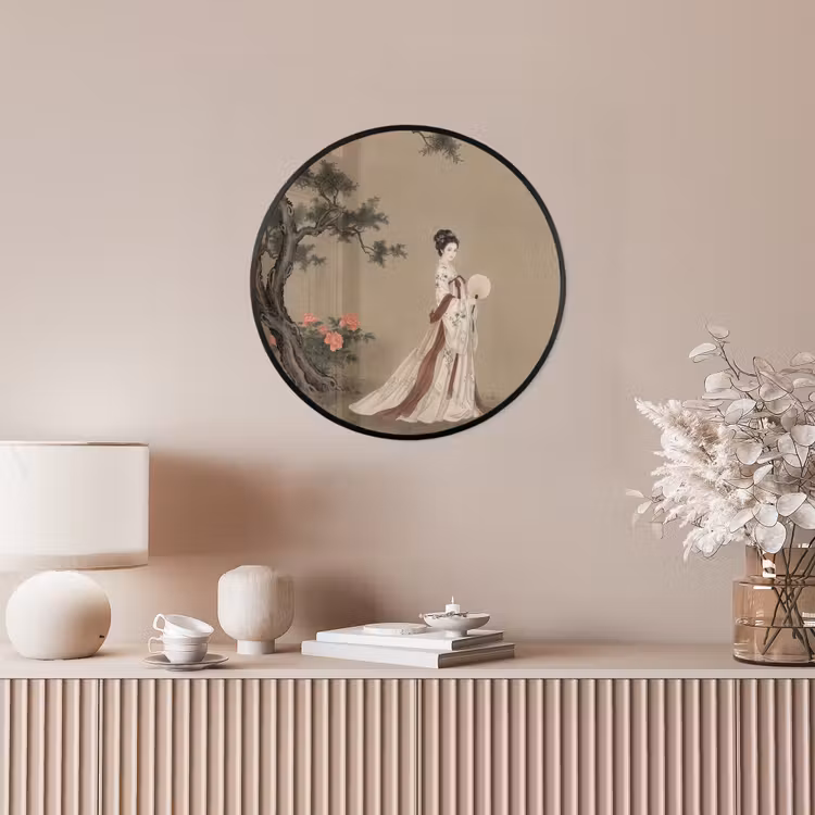 Vrouw - Azië - Kunst - Beige Fotolijst rond zonder passe partout klein -sfeer3