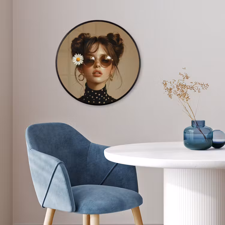 Vrouw - Beige - Bloem - Modern - Portret Fotolijst rond zonder passe partout klein -sfeer2