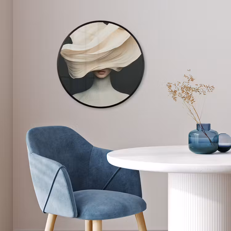 Vrouw - Beige - hoed Fotolijst rond zonder passe partout klein -sfeer2