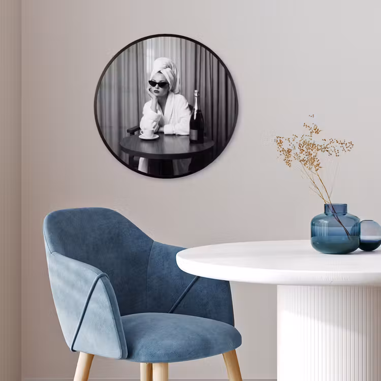 Vrouw - Bubbels - Zwart - Wit Fotolijst rond zonder passe partout klein -sfeer2