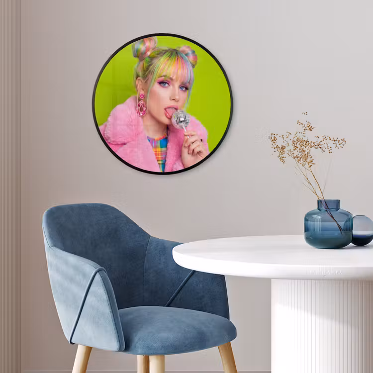 Vrouw - Kleurrijk haar - Pop art - Modern - Levendig Fotolijst rond zonder passe partout klein -sfeer2