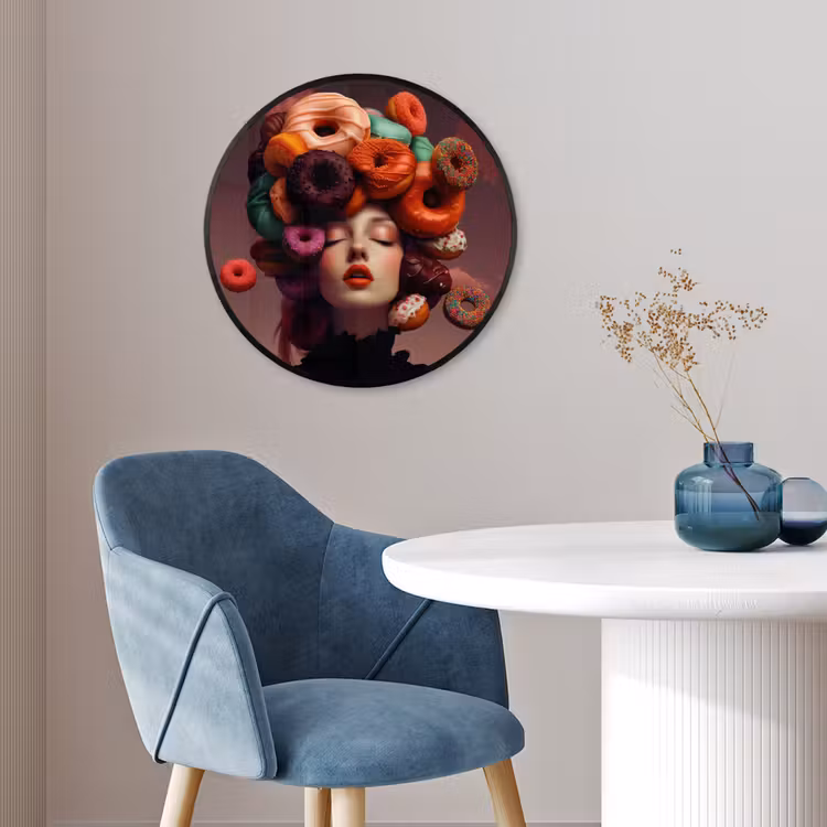 Vrouw - Donuts - Kleurrijk Fotolijst rond zonder passe partout klein -sfeer2