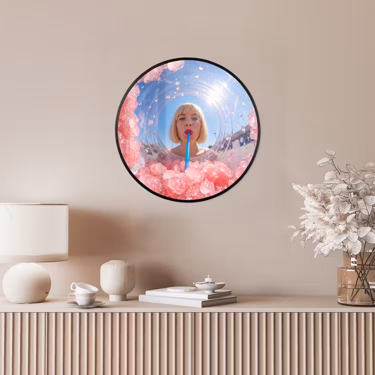 Vrouw - Drank - Zomer - Roze - Blauw Fotolijst rond zonder passe partout klein -sfeer3