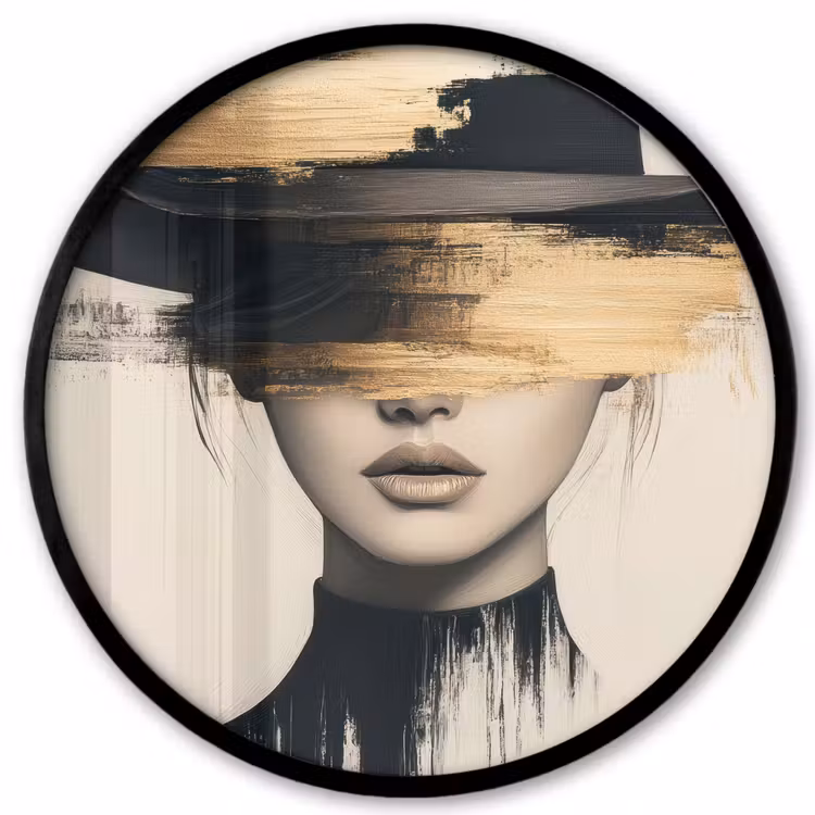 Vrouw - Hoed - Verf Fotolijst rond zonder passe partout klein -3d
