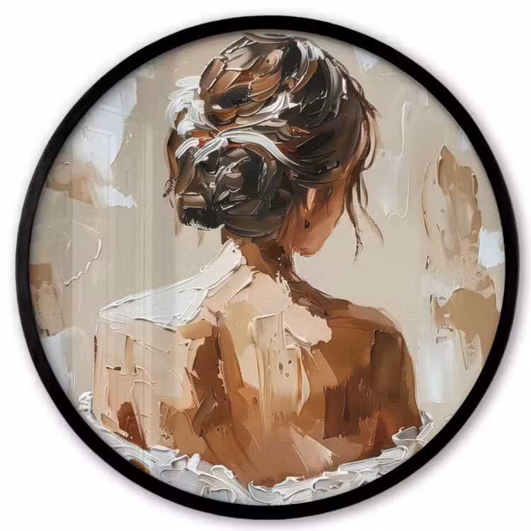 Vrouw - Verf - Abstract - Beige - Modern Fotolijst rond zonder passe partout klein -3d