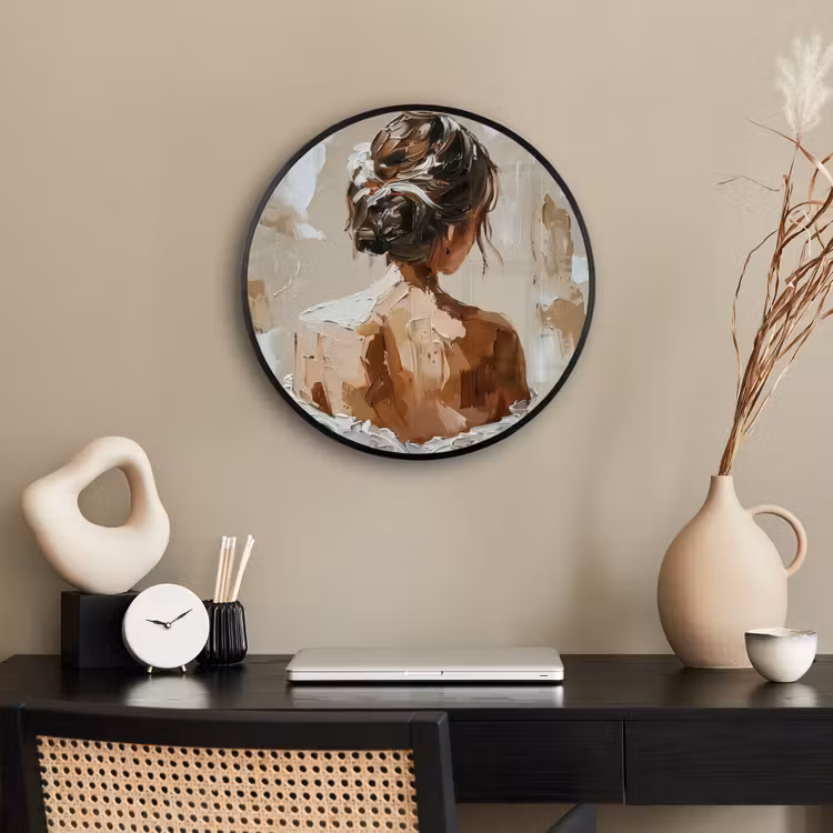 Vrouw - Verf - Abstract - Beige - Modern Fotolijst rond zonder passe partout klein -sfeer1