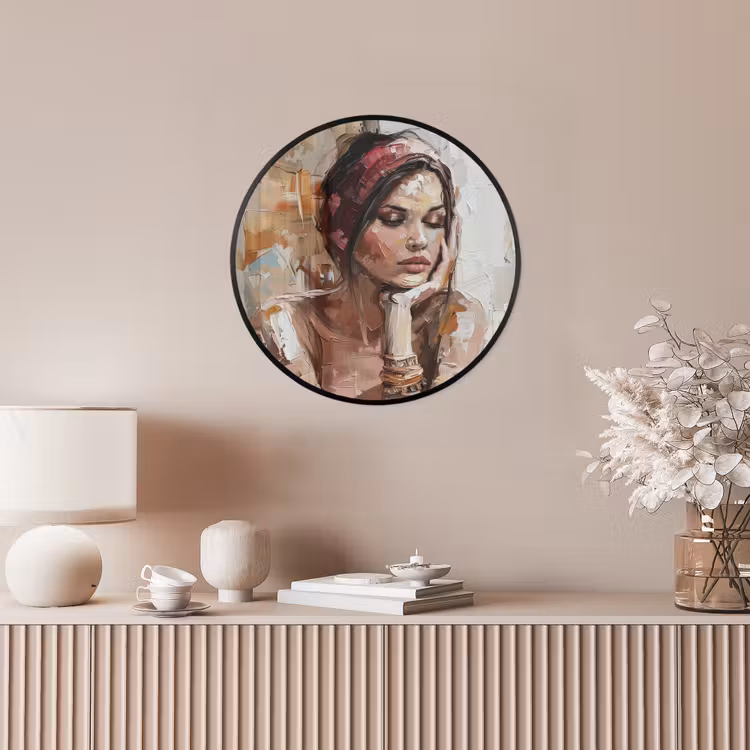 Vrouw - Verflook - Portret - Modern Fotolijst rond zonder passe partout klein -sfeer3