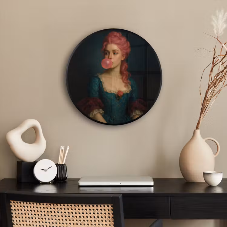 Vrouw - Portret - Kauwgombel Fotolijst rond zonder passe partout klein -sfeer1