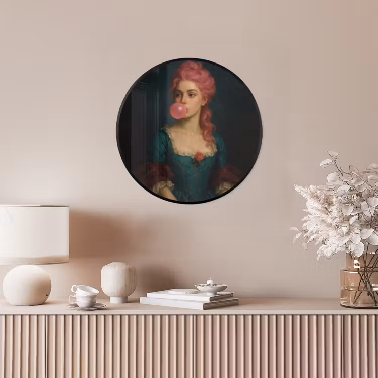Vrouw - Portret - Kauwgombel Fotolijst rond zonder passe partout klein -sfeer3