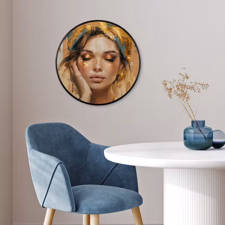 Vrouwen - Portret - Luxe - Goud Fotolijst rond zonder passe partout klein -sfeer2