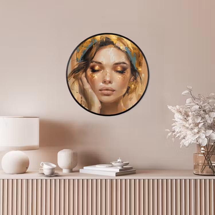 Vrouwen - Portret - Luxe - Goud Fotolijst rond zonder passe partout klein -sfeer3