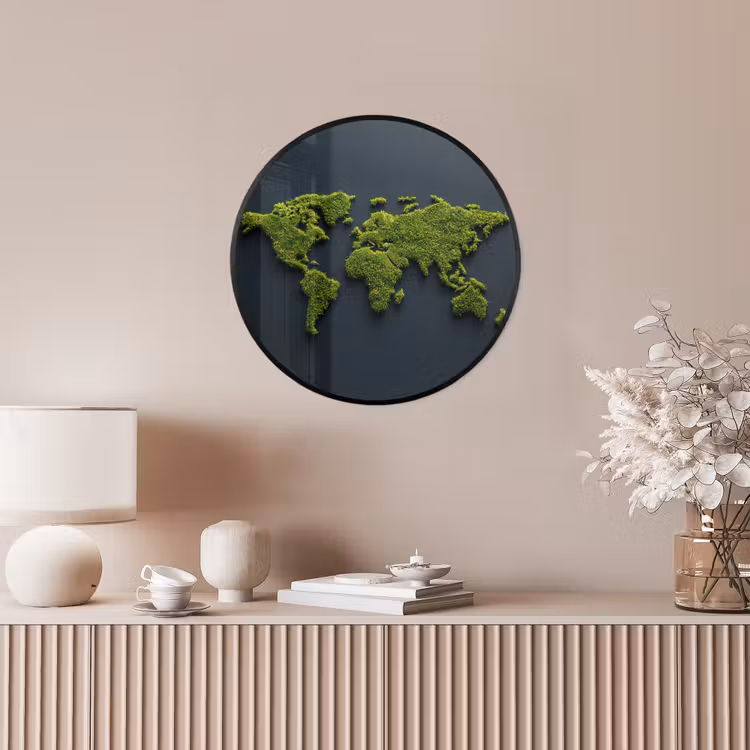 Wereldkaart - Mos -Levendig effect Fotolijst rond zonder passe partout klein -sfeer3