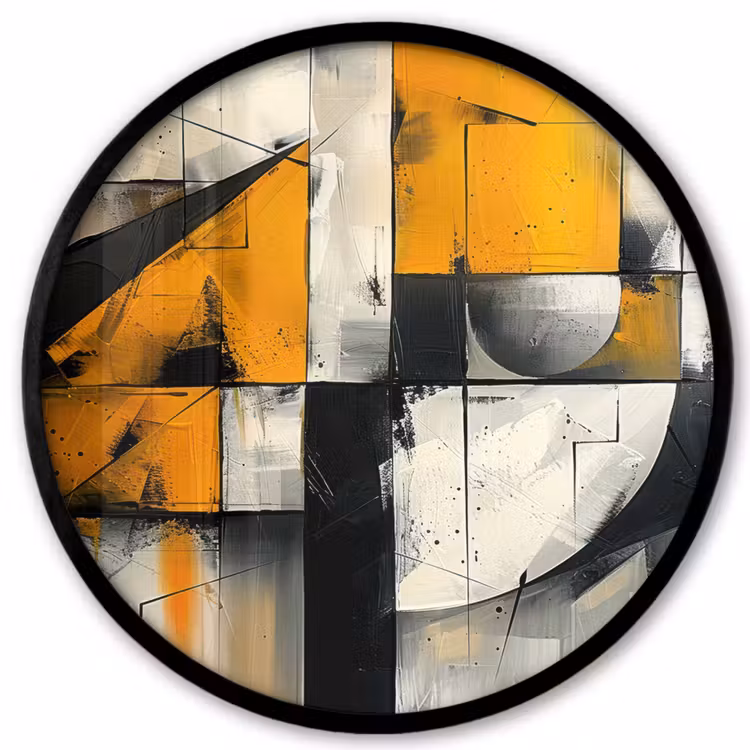 Geel - Abstract - Modern - Vormen Fotolijst rond zonder passe partout klein -3d