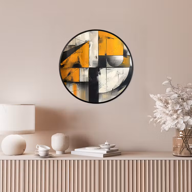 Geel - Abstract - Modern - Vormen Fotolijst rond zonder passe partout klein -sfeer3