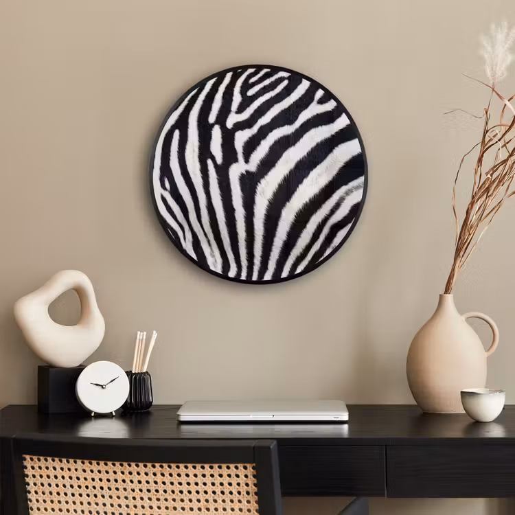 Zebra - Vacht - Klassiek - Zwart - Wit Fotolijst rond zonder passe partout klein -sfeer1