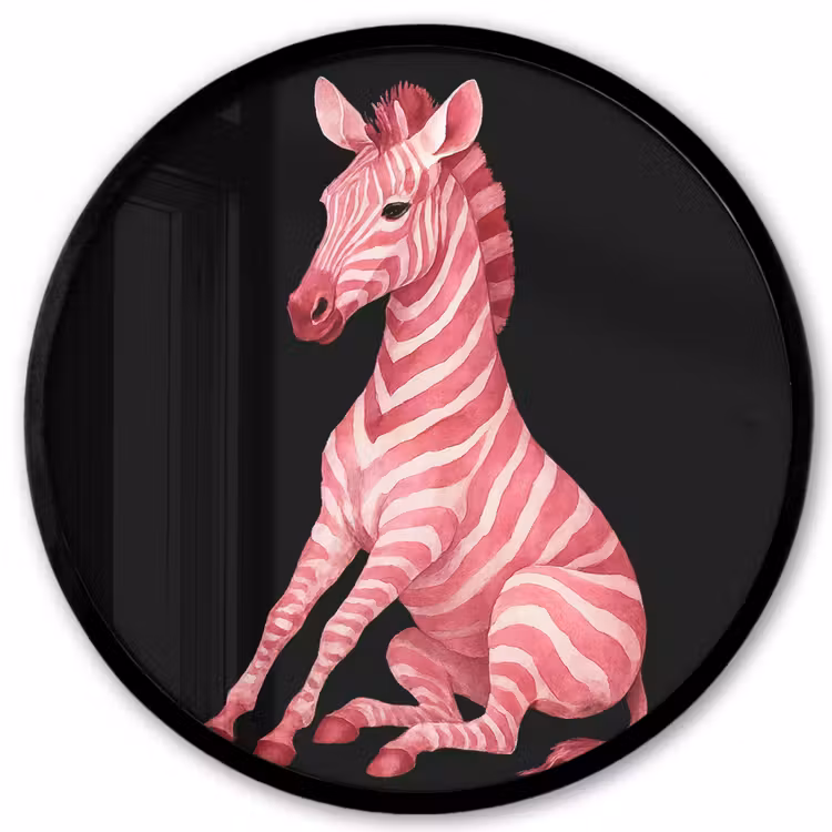 Zebra - Roze - Gestreept Fotolijst rond zonder passe partout klein -3d