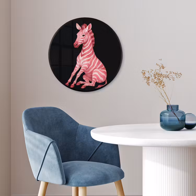 Zebra - Roze - Gestreept Fotolijst rond zonder passe partout klein -sfeer2