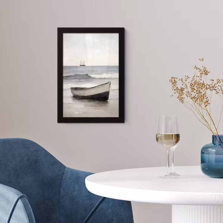 Roeiboot - Zee - Horizon fotolijst zwart zonder passe partout klein -sfeer4