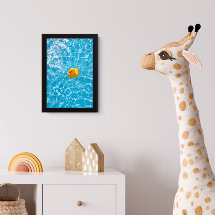 Badeend - Dobberen - Blauw fotolijst zwart zonder passe partout klein -usfeer4_kinderkamer