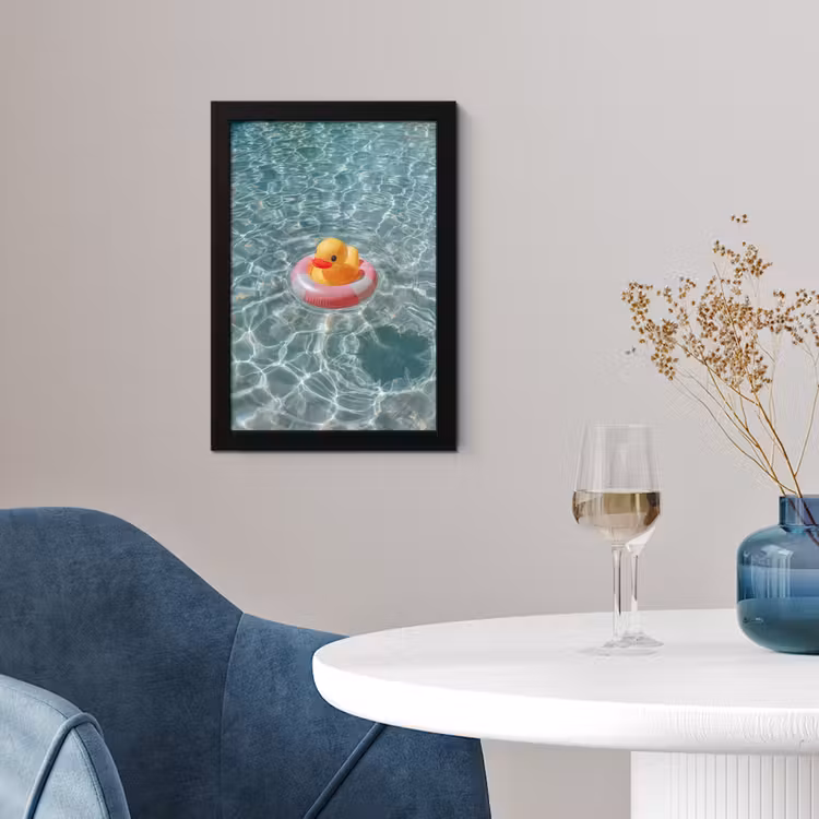 Badeend - Zwemband - Geel fotolijst zwart zonder passe partout klein -sfeer4