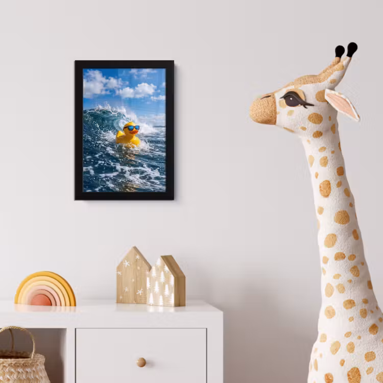 Badeend - Stoer - Golven fotolijst zwart zonder passe partout klein -usfeer4_kinderkamer