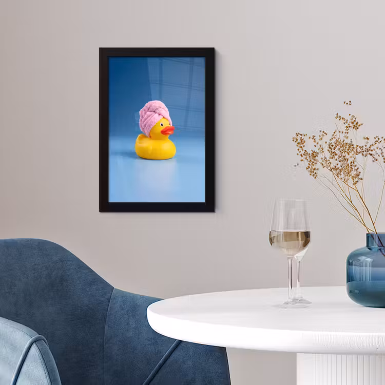 Badeend - Handdoek - Blauw fotolijst zwart zonder passe partout klein -sfeer4