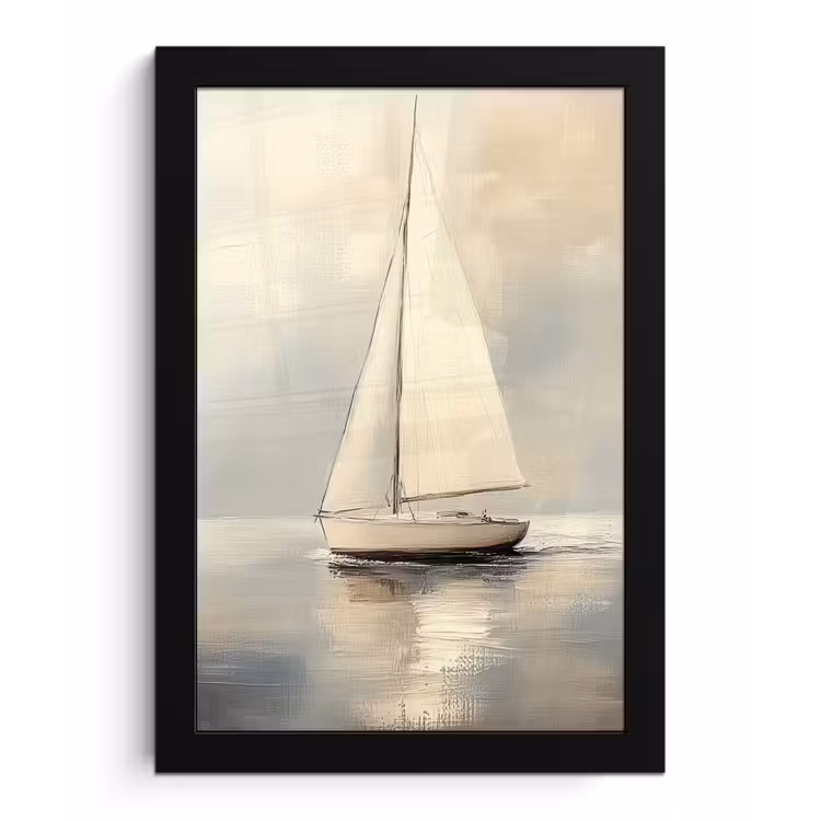 Zeilschip - Zee - Bewolkt fotolijst zwart zonder passe partout klein -3d