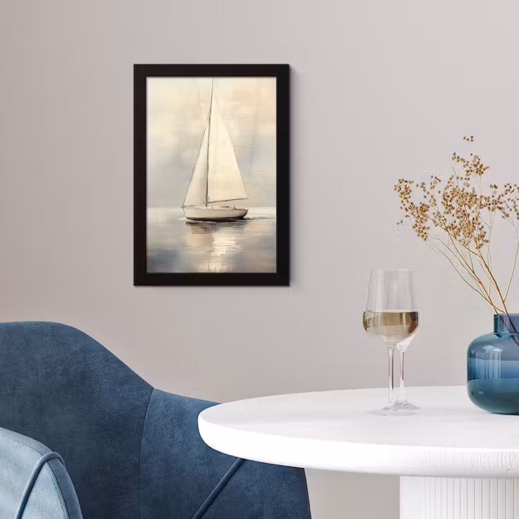Zeilschip - Zee - Bewolkt fotolijst zwart zonder passe partout klein -sfeer4