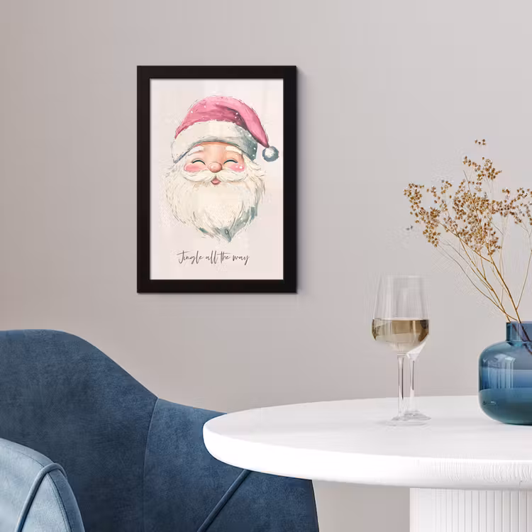 Kerstman - Kerst - Quote - Beige fotolijst zwart zonder passe partout klein -sfeer4