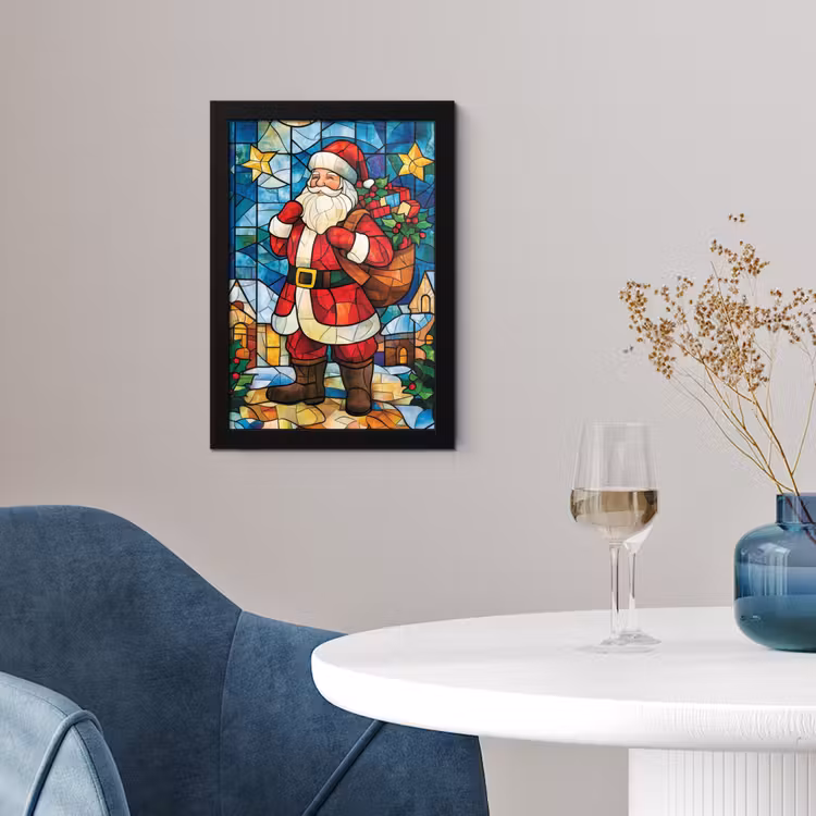 Kerstman - Glas - Kleurrijk fotolijst zwart zonder passe partout klein -sfeer4