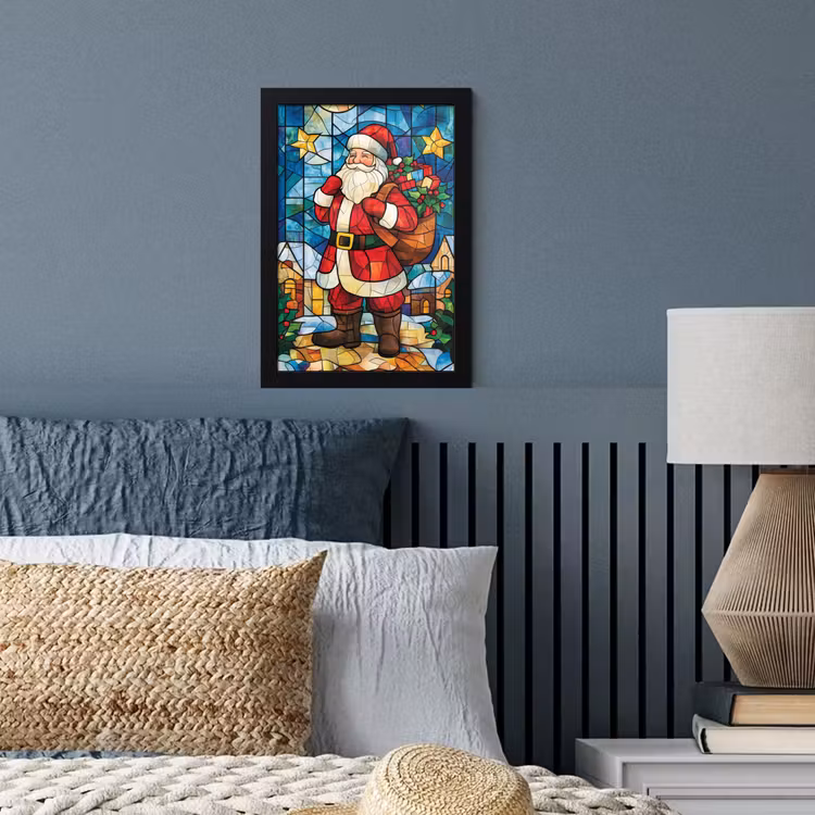 Kerstman - Glas - Kleurrijk fotolijst zwart zonder passe partout klein -sfeer3