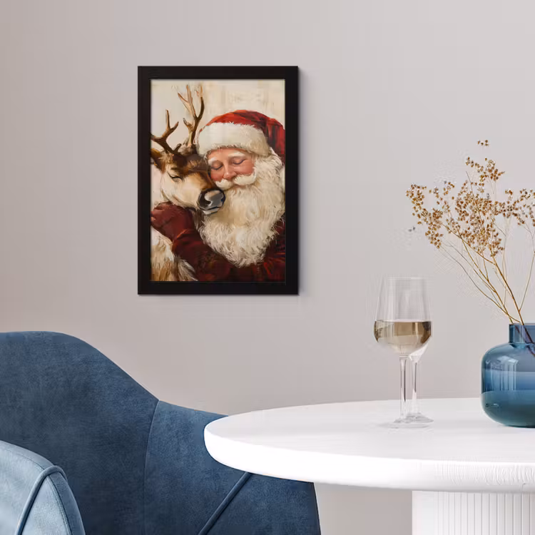 Kerstman - Rendier - Kerst - Christmas fotolijst zwart zonder passe partout klein -sfeer4