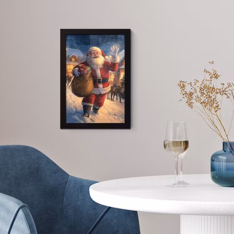 Kerstman - Dorp - Hert - Donker fotolijst zwart zonder passe partout klein -sfeer4