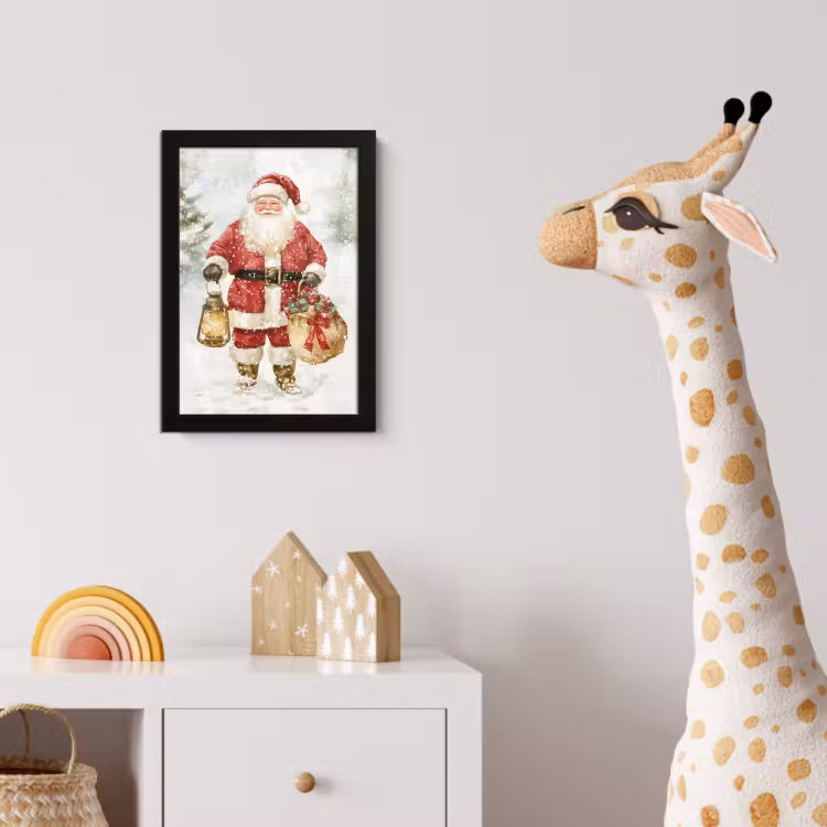 Kerstman- Winter - Sneeuw - Wit - Rood fotolijst zwart zonder passe partout klein -usfeer4_kinderkamer