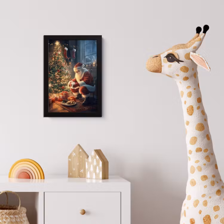 Kerstman - Haard - Donker fotolijst zwart zonder passe partout klein -usfeer4_kinderkamer