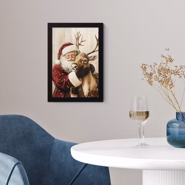 Kerstman - Rendier - Sneeuw - Kleurrijk fotolijst zwart zonder passe partout klein -sfeer4