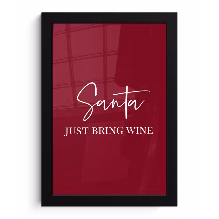 Santa - Wine - Rood - Kerst - Kerstman fotolijst zwart zonder passe partout klein -3d
